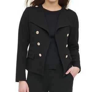 Calvin Klein Box Knit Black Gold Button Blazer Jacket